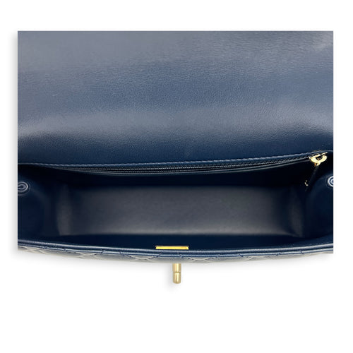 Classic 23A Crystal Blue Top Handle Bag in Lambskin, Gold hardware