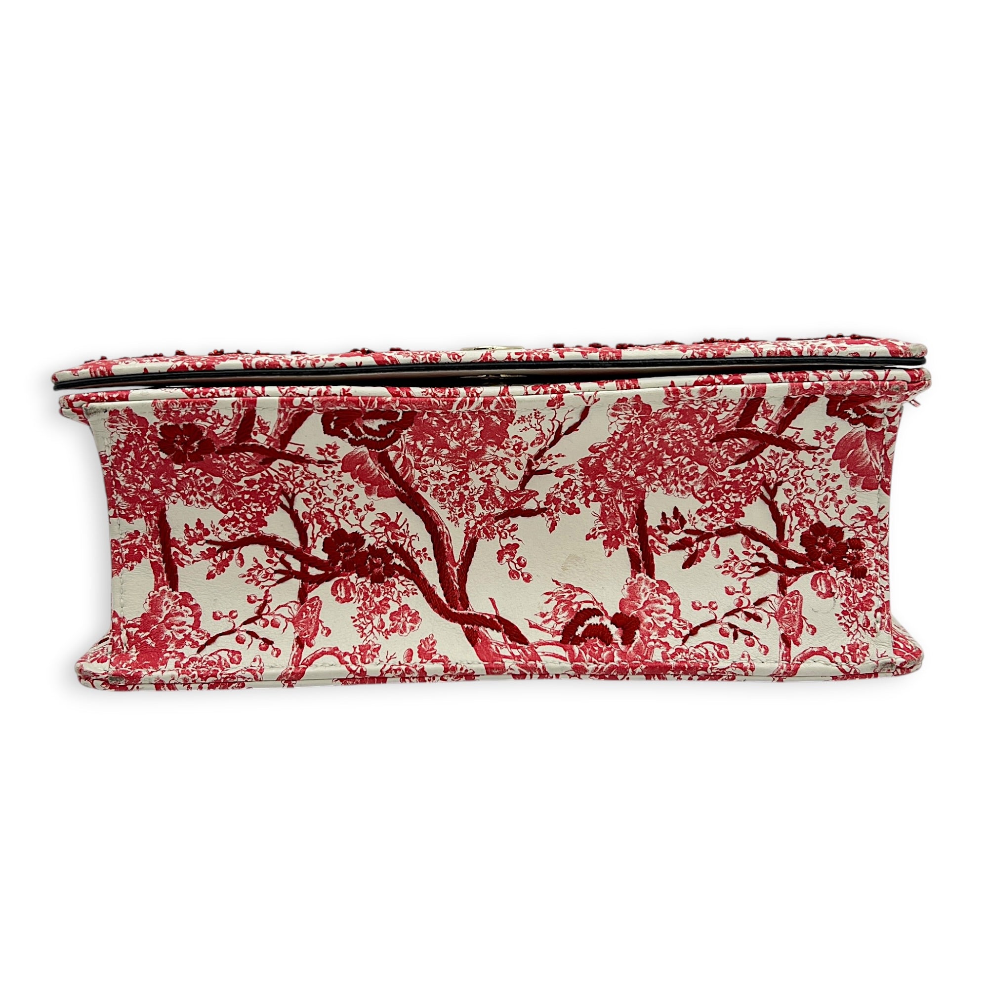 Diorama Red Toile de Jouy Shoulder Bag in Calfskin, Gold hardware