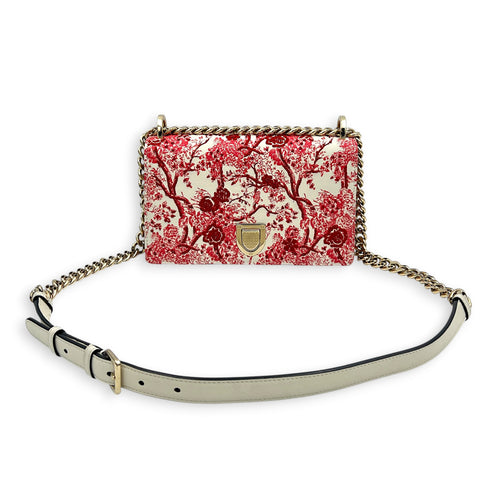 Diorama Red Toile de Jouy Shoulder Bag in Calfskin, Gold hardware