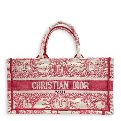 Book Tote Mini Pink Top Handle Bag in Jacquard, Gold hardware