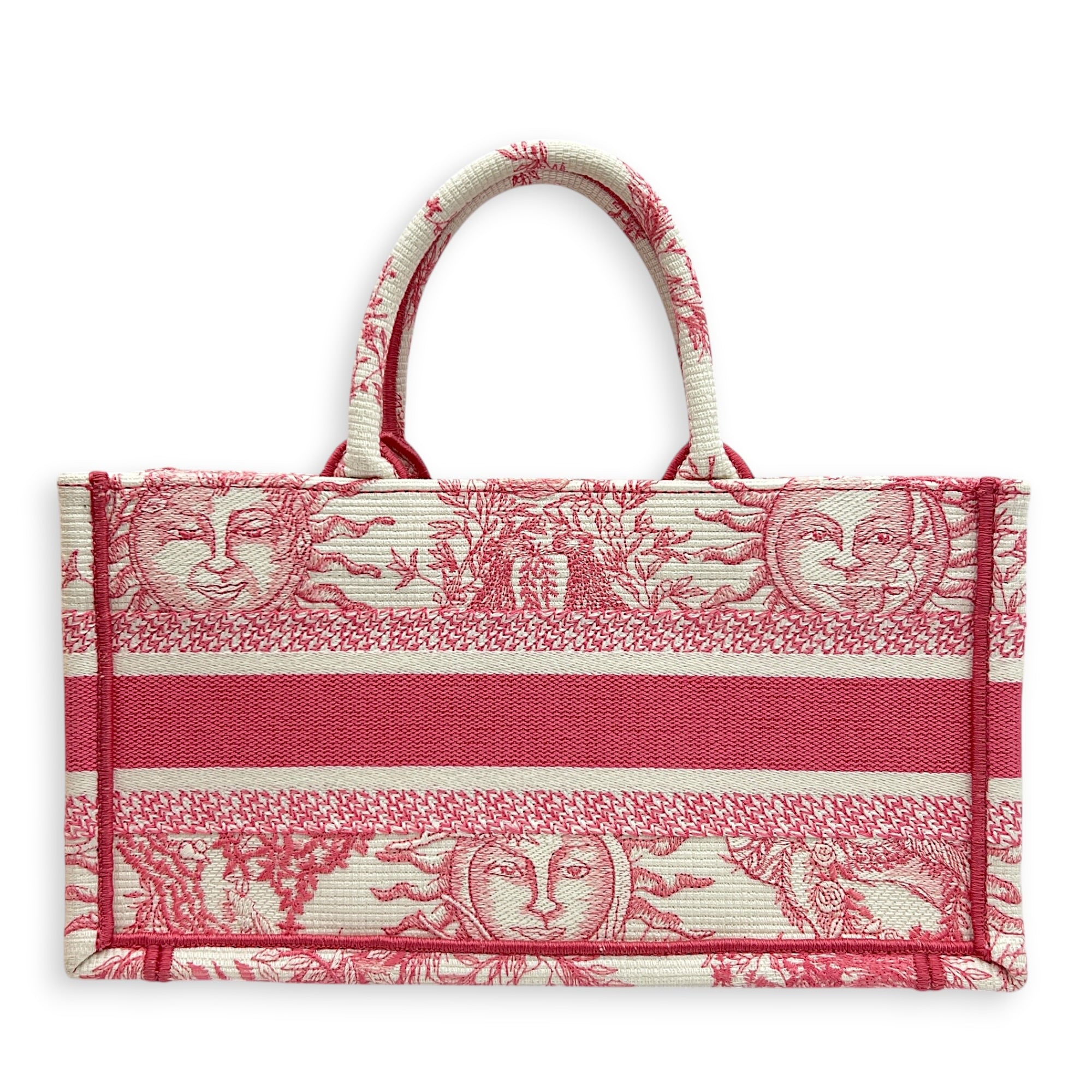 Book Tote Mini Pink Top Handle Bag in Jacquard, Gold hardware