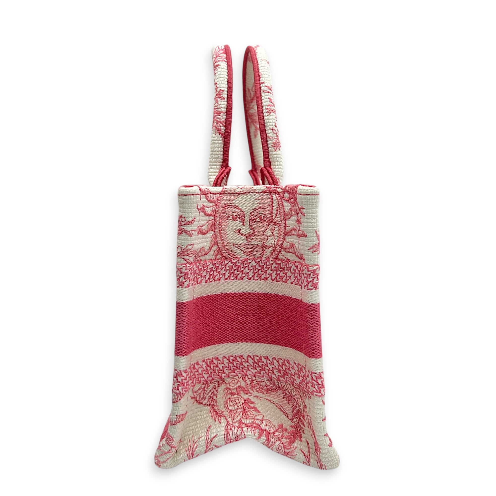 Book Tote Mini Pink Top Handle Bag in Jacquard, Gold hardware