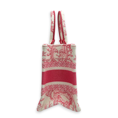 Book Tote Mini Pink Top Handle Bag in Jacquard, Gold hardware