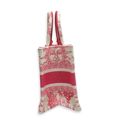 Book Tote Mini Pink Top Handle Bag in Jacquard, Gold hardware