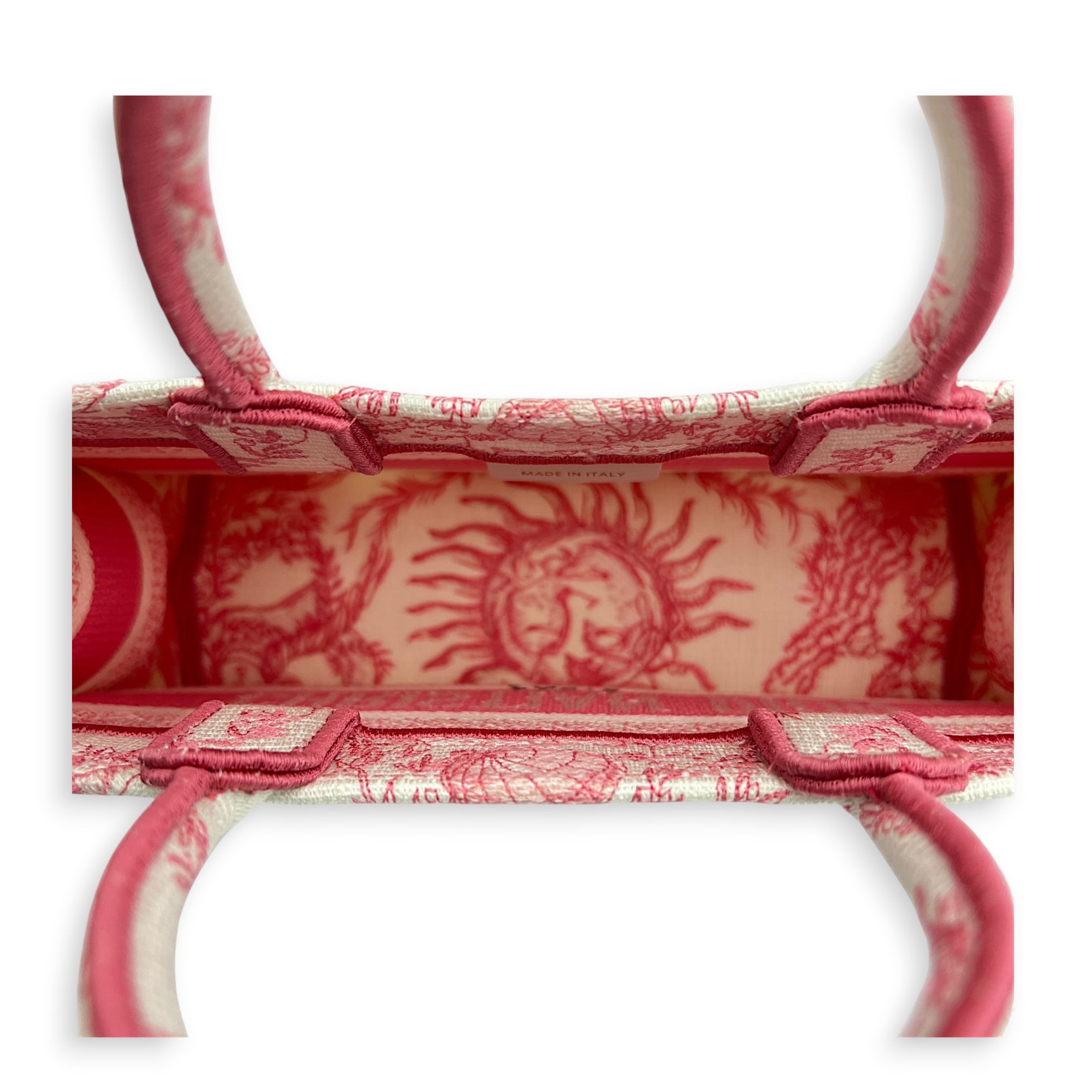 Book Tote Mini Pink Top Handle Bag in Jacquard, Gold hardware