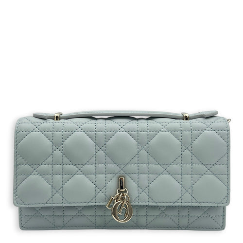 My Dior Blue Top Handle Bag in Lambskin, Gold hardware