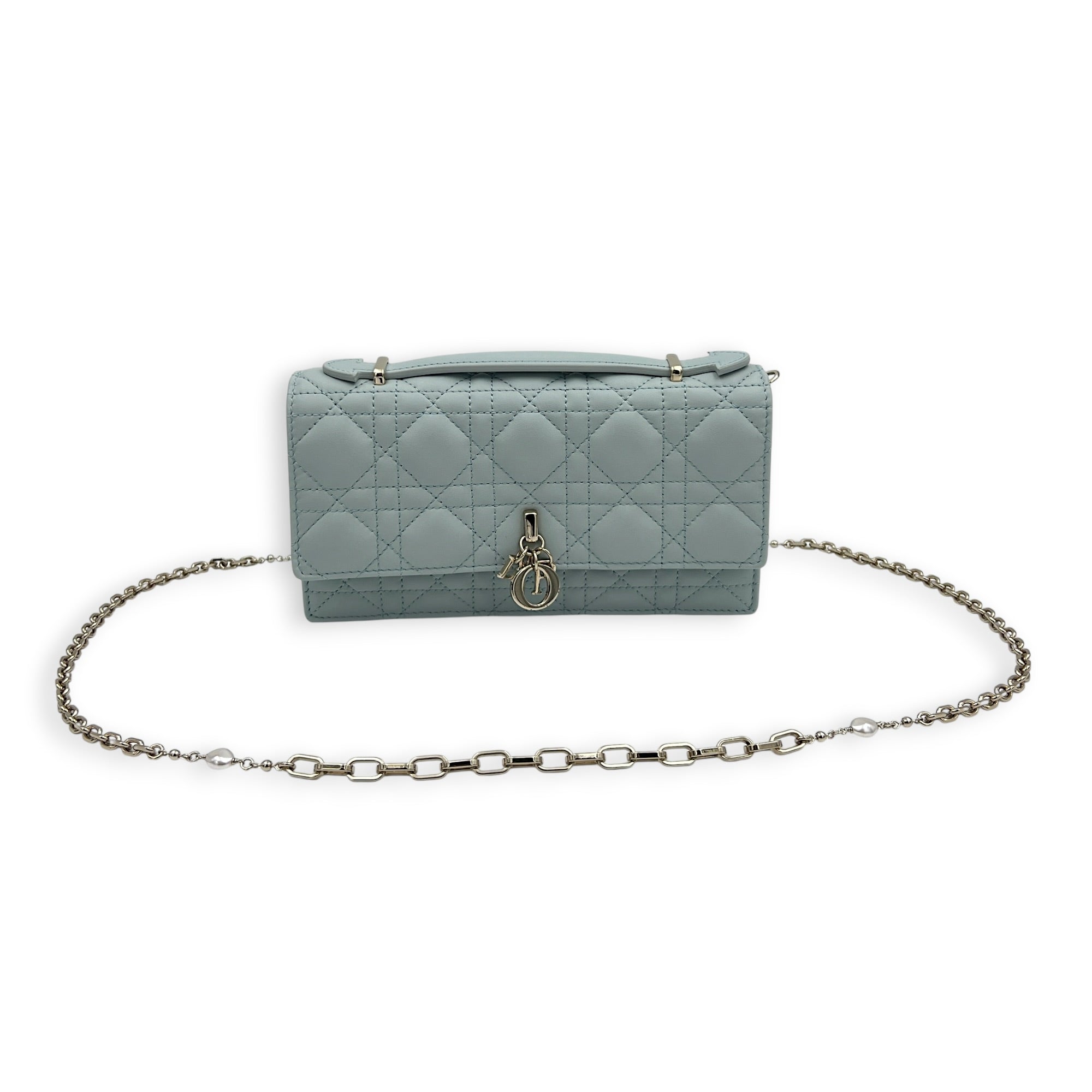 My Dior Blue Top Handle Bag in Lambskin, Gold hardware