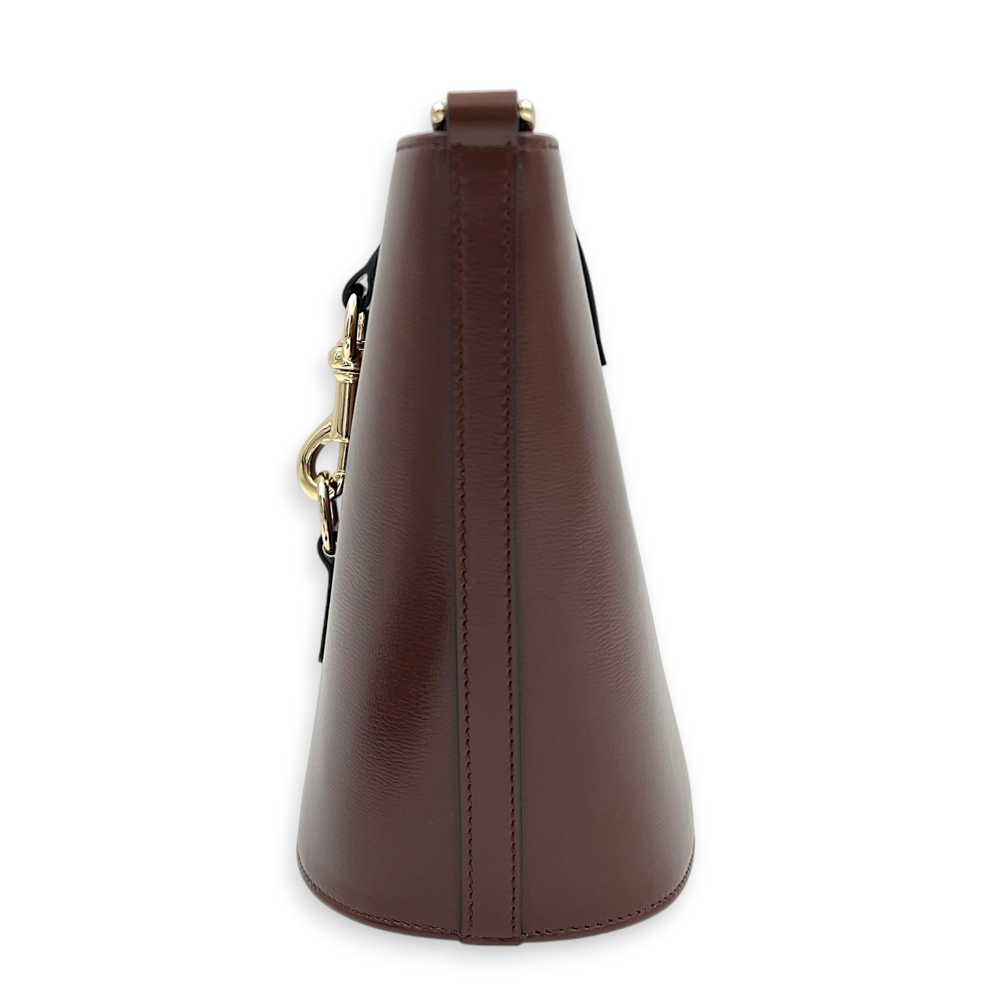Bucket Bag Mini Brown Crossbody Bag in Calfskin, Silver hardware