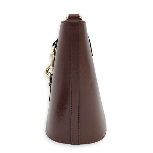 Bucket Bag Mini Brown Crossbody Bag in Calfskin, Silver hardware