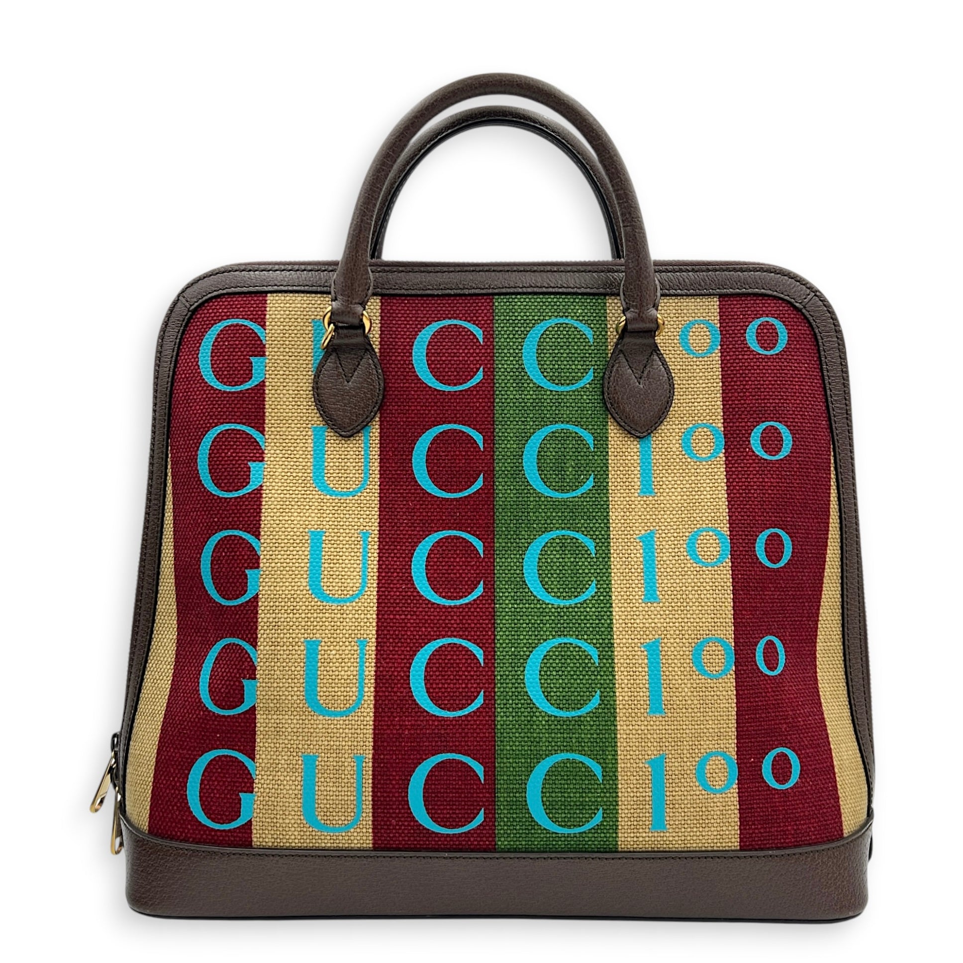 Horsebit 1955 Multi-colour Top Handle Bag in Canvas, Gold hardware