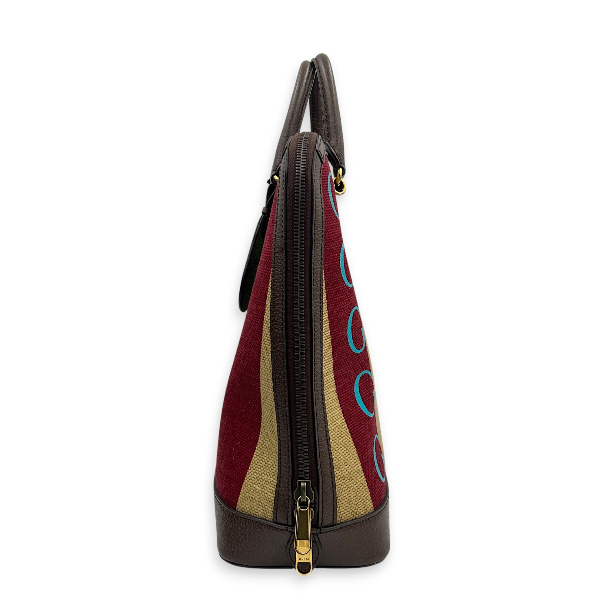Horsebit 1955 Multi-colour Top Handle Bag in Canvas, Gold hardware