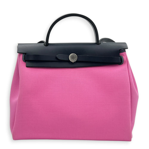 Herbag 31 Pink Top Handle Bag in Canvas, Palladium hardware