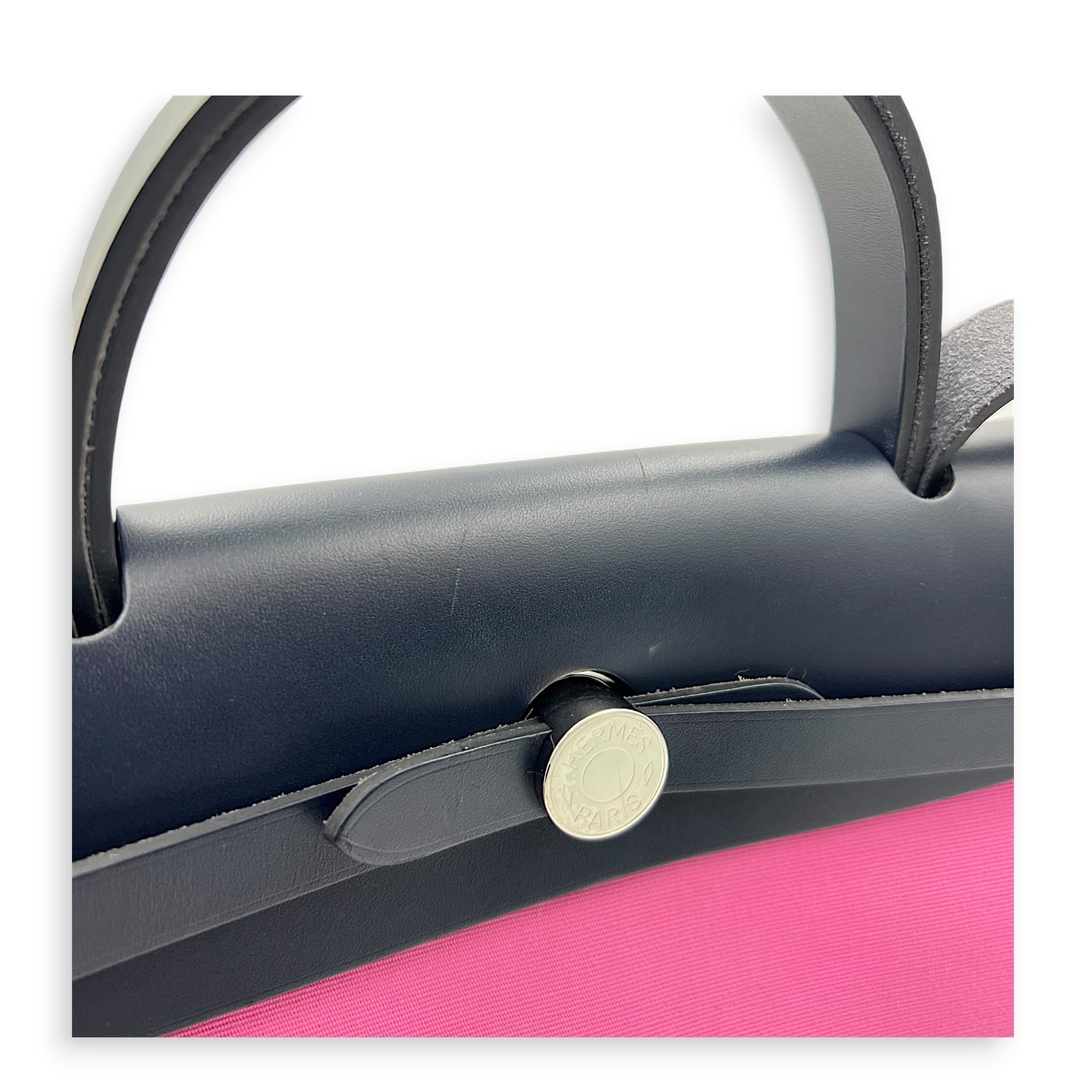 Herbag 31 Pink Top Handle Bag in Canvas, Palladium hardware