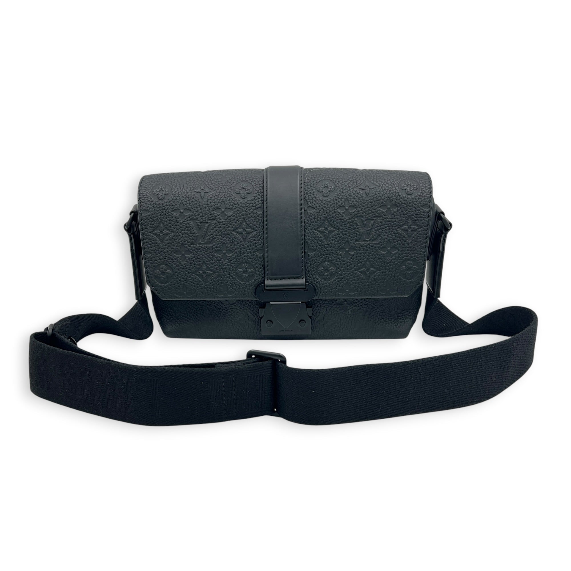 S-Cape Messenger Black in Taurillon Leather, Monochrome hardware