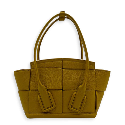 Arco Yellow Top Handle Bag in Calfskin, Silver hardware