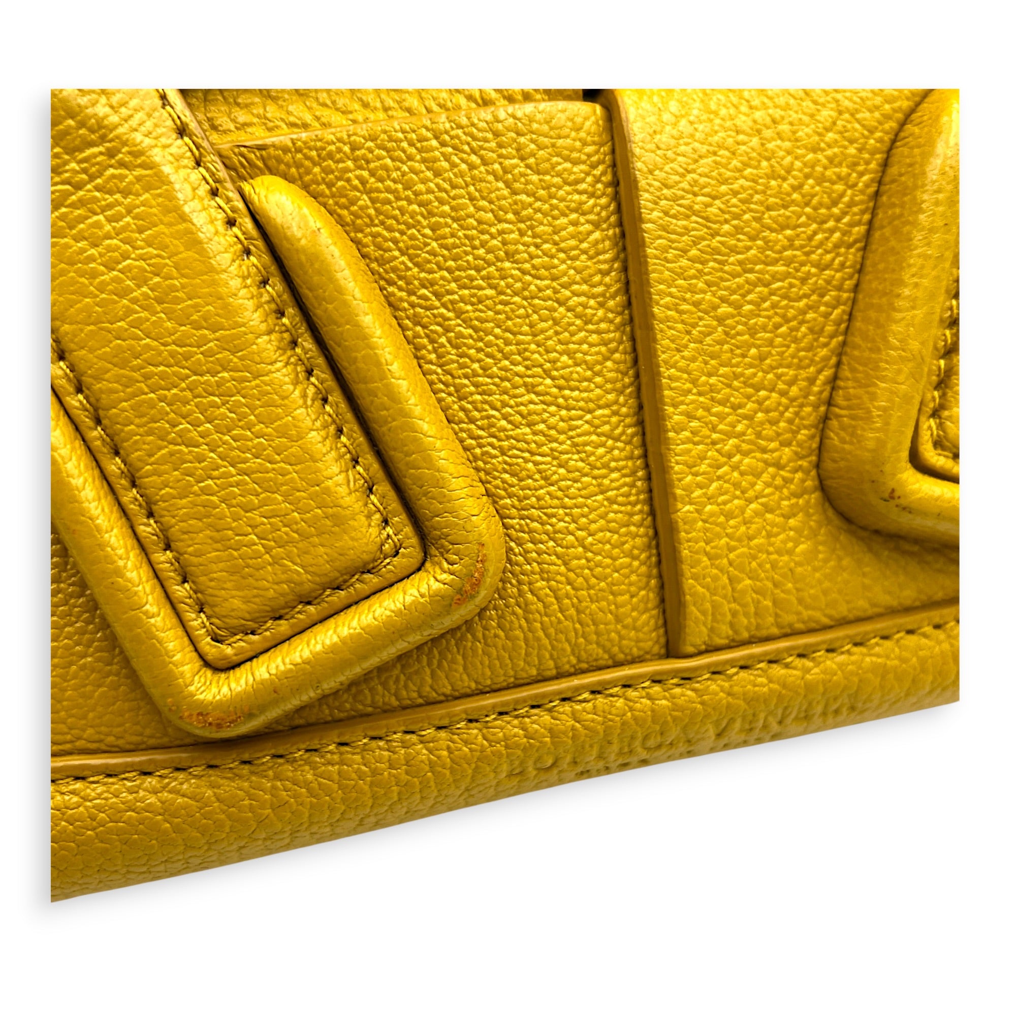 Arco Yellow Top Handle Bag in Calfskin, Silver hardware