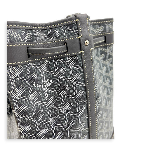 Petit Flot Bucket Bag Grey in Coated Canvas, Silver hardware