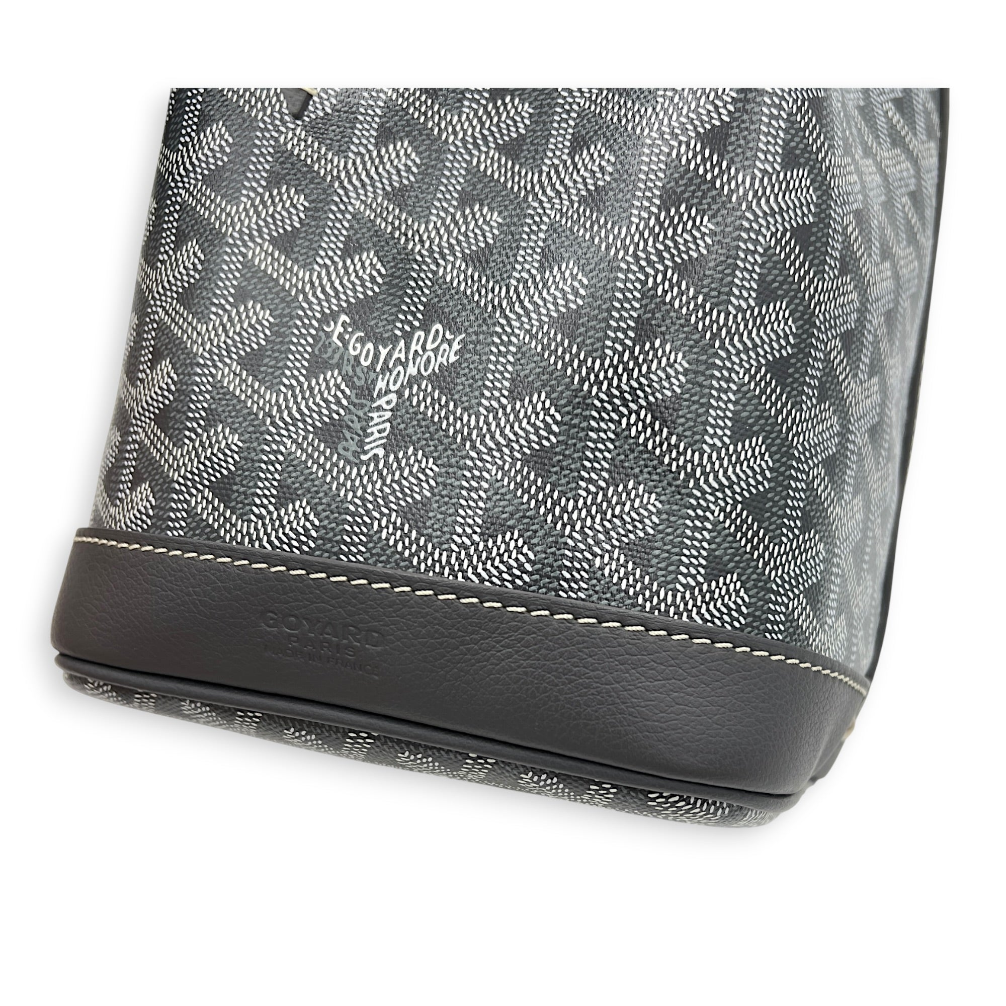 Petit Flot Bucket Bag Grey in Coated Canvas, Silver hardware