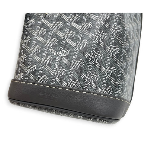 Petit Flot Bucket Bag Grey in Coated Canvas, Silver hardware