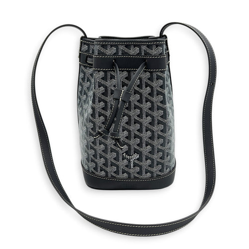 Petit Flot Bucket Bag Grey in Coated Canvas, Silver hardware
