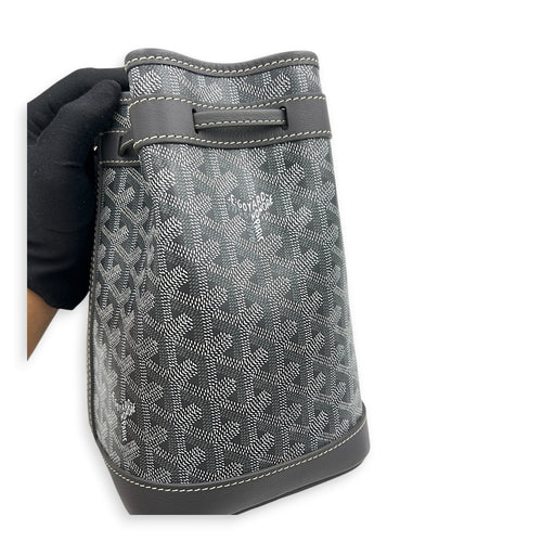 Petit Flot Bucket Bag Grey in Coated Canvas, Silver hardware
