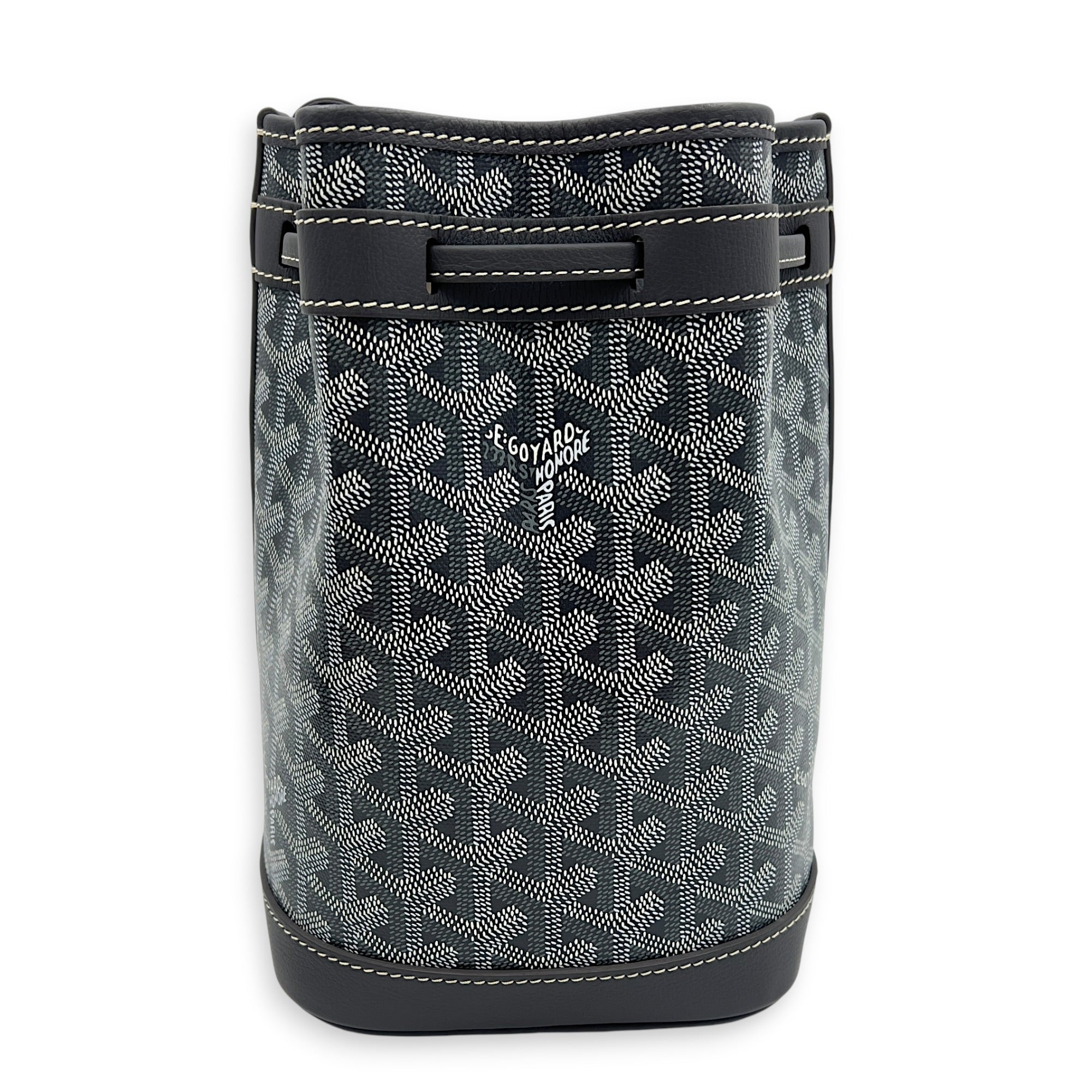 Petit Flot Bucket Bag Grey in Coated Canvas, Silver hardware