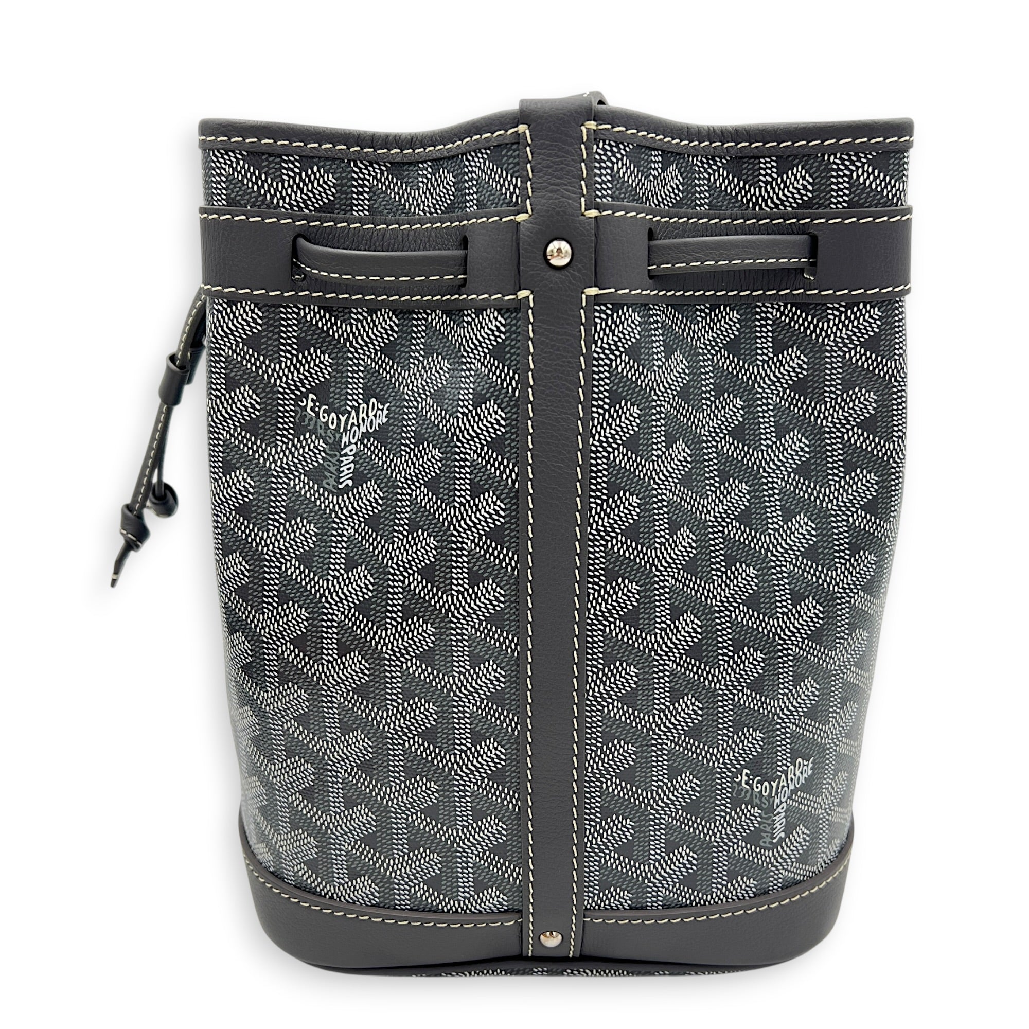 Petit Flot Bucket Bag Grey in Coated Canvas, Silver hardware