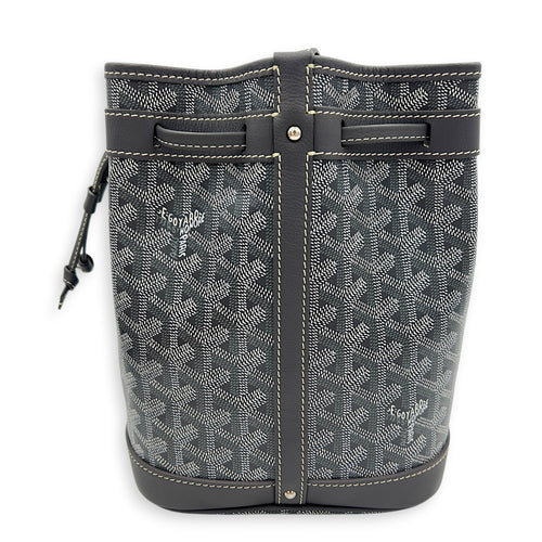 Petit Flot Bucket Bag Grey in Coated Canvas, Silver hardware