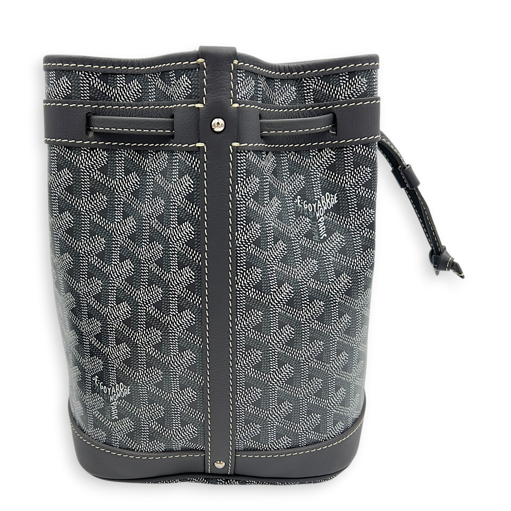 Petit Flot Bucket Bag Grey in Coated Canvas, Silver hardware