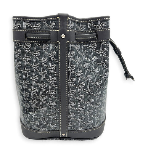 Petit Flot Bucket Bag Grey in Coated Canvas, Silver hardware