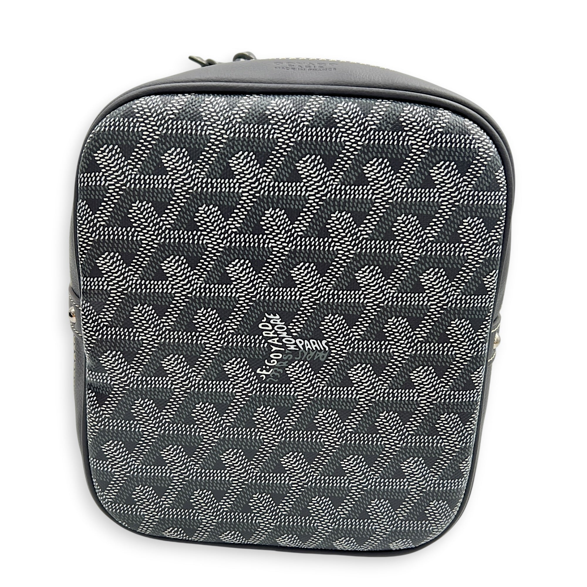 Petit Flot Bucket Bag Grey in Coated Canvas, Silver hardware