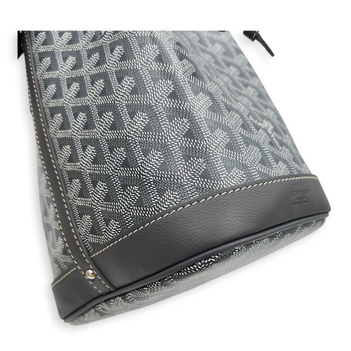 Petit Flot Bucket Bag Grey in Coated Canvas, Silver hardware