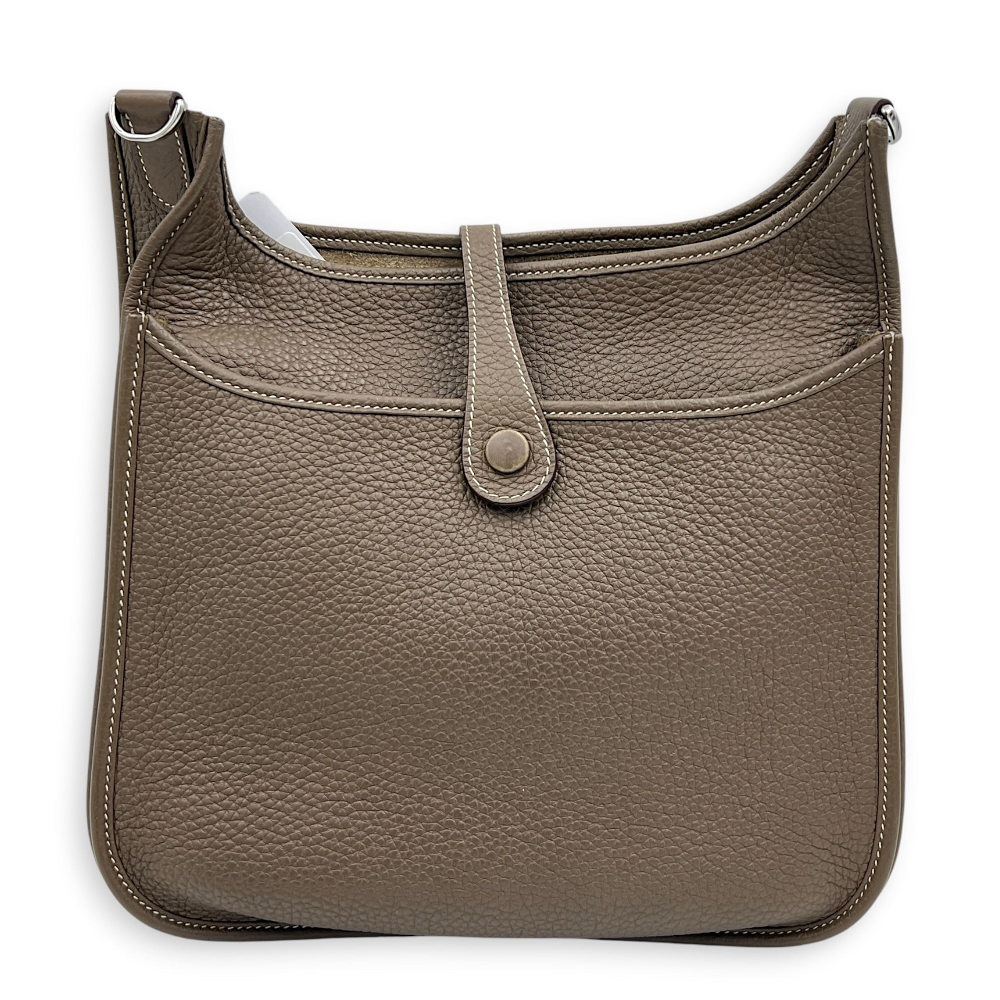 Evelyne III 29 Etoupe Crossbody Bag in Clemence, Palladium hardware