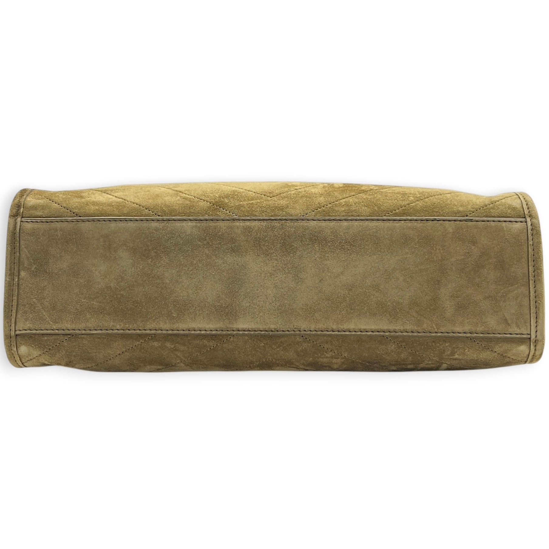 Niki Olive Tote Bag in Suede Leather, Gold hardware