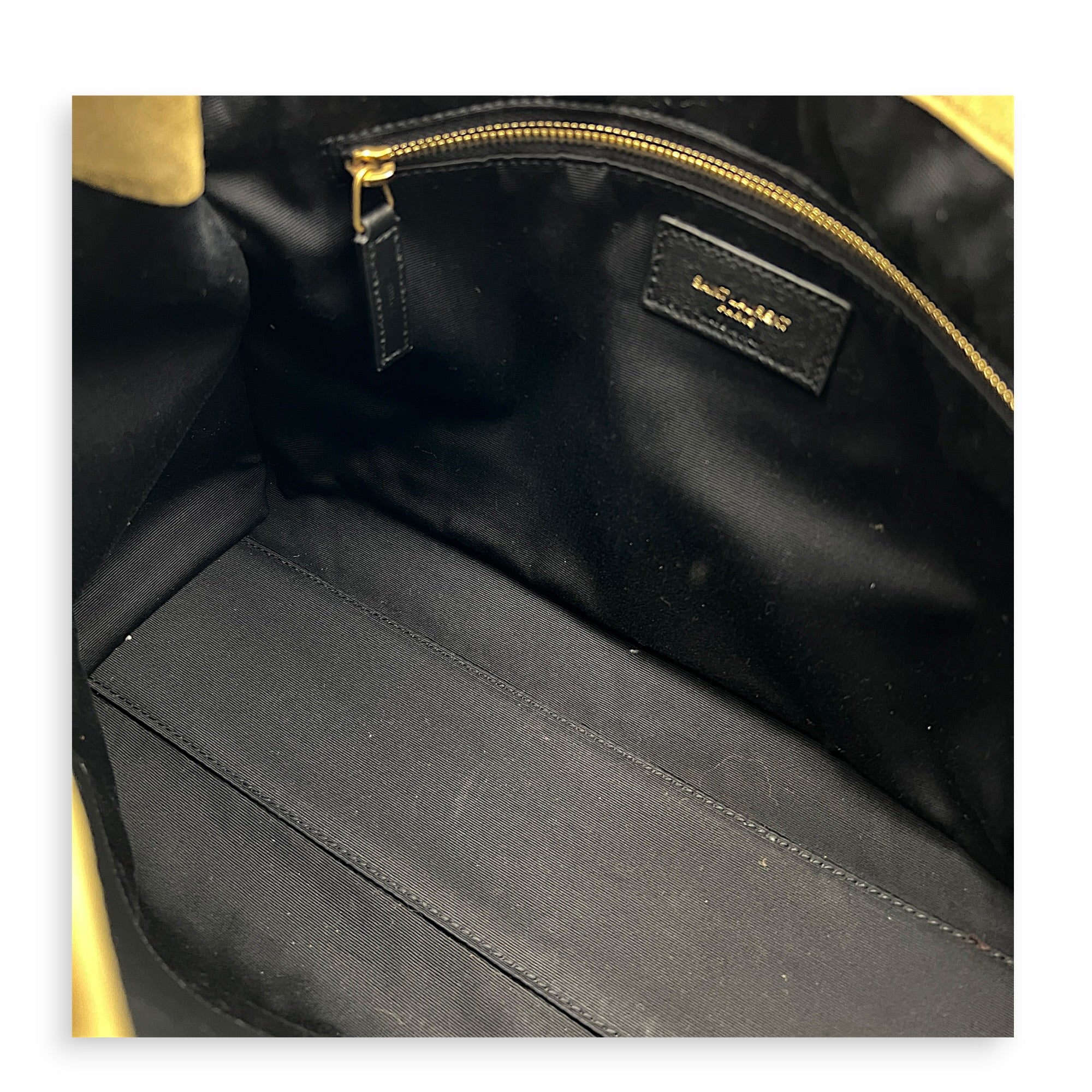 Niki Olive Tote Bag in Suede Leather, Gold hardware