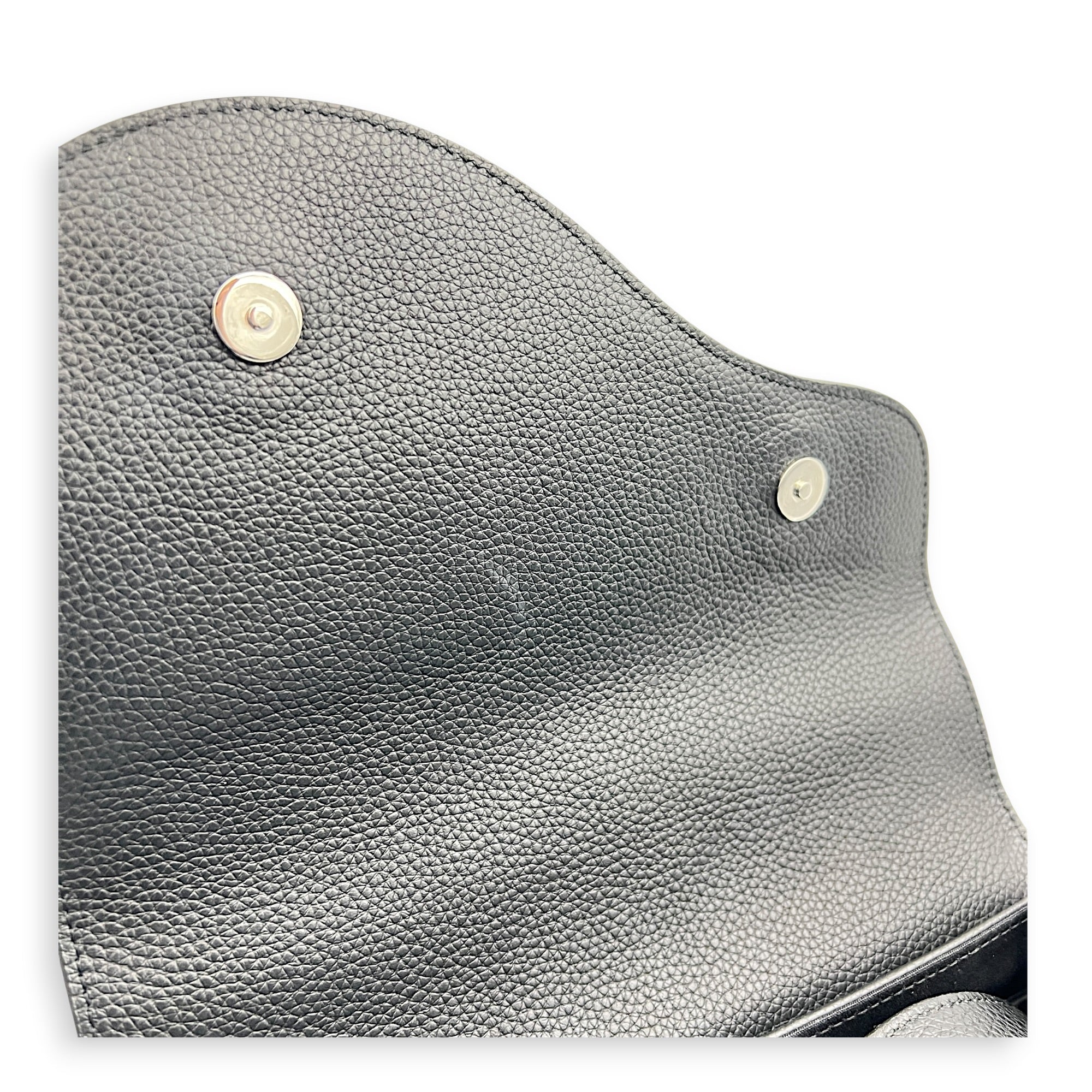 Saddle Mini Black Messenger in Calfskin, Silver hardware