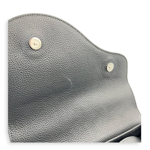 Saddle Mini Black Messenger in Calfskin, Silver hardware