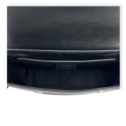 Saddle Mini Black Messenger in Calfskin, Silver hardware