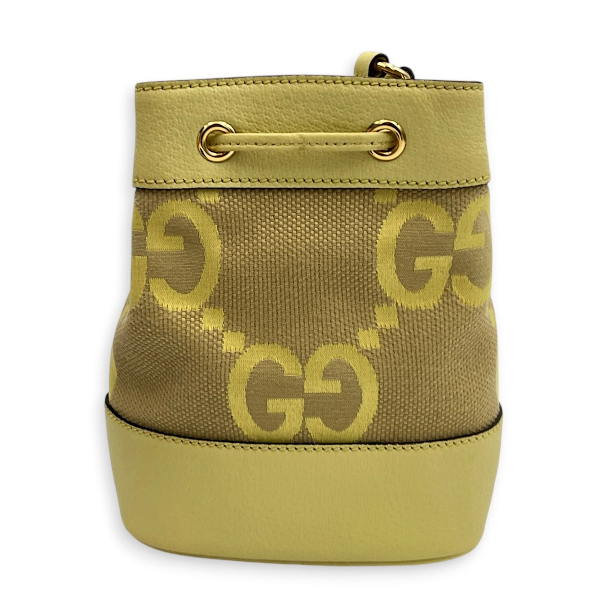 GG Bucket Bag Mini Yellow in Canvas, Gold hardware