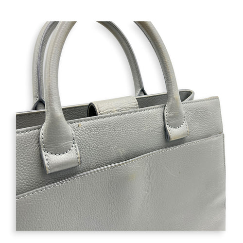 Neo Executive Tote Top Handle Bag Grey in Calfskin, Silver hardware