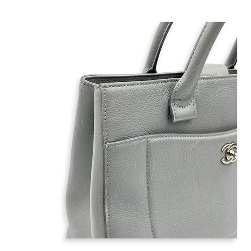 Neo Executive Tote Top Handle Bag Grey in Calfskin, Silver hardware