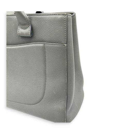 Neo Executive Tote Top Handle Bag Grey in Calfskin, Silver hardware