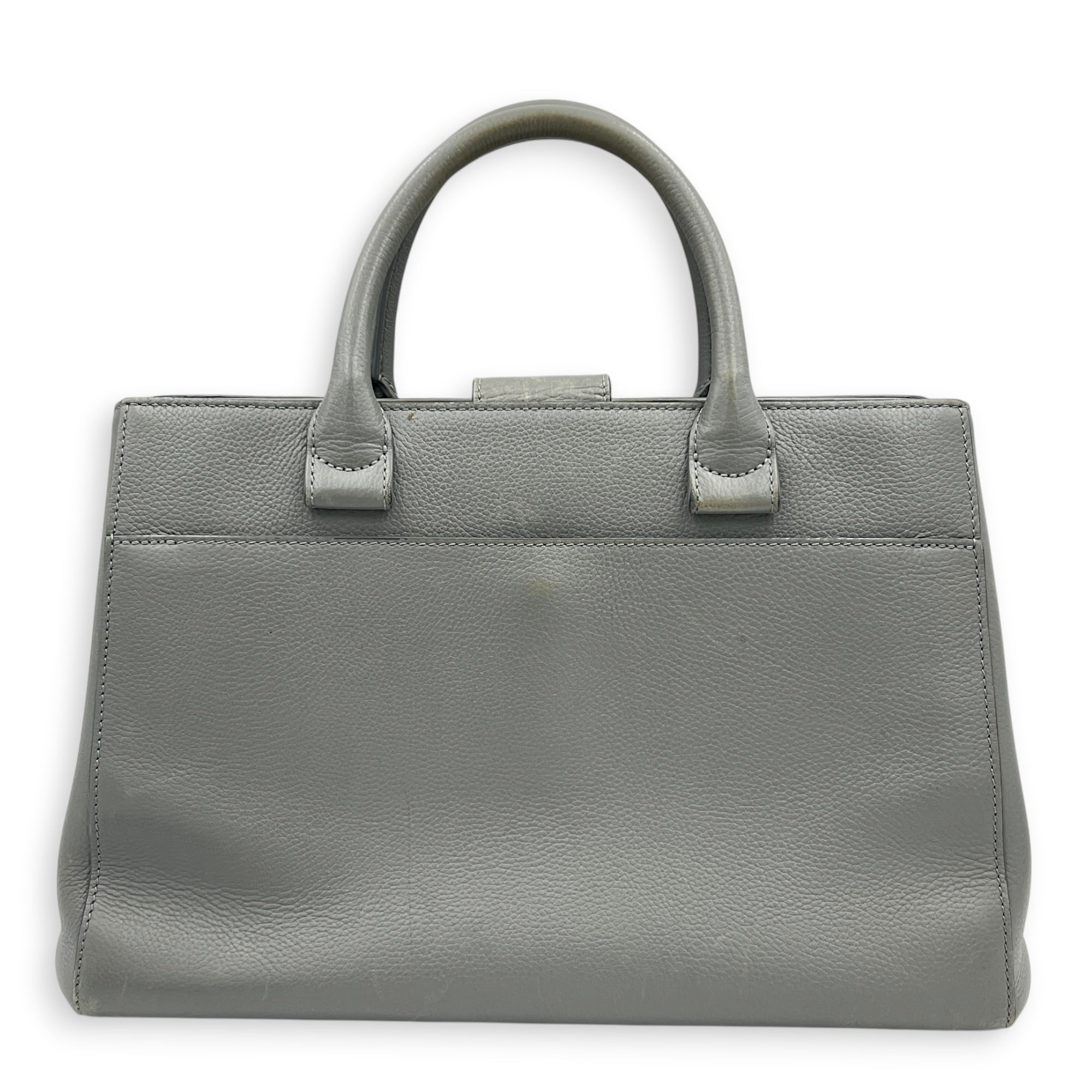 Neo Executive Tote Top Handle Bag Grey in Calfskin, Silver hardware