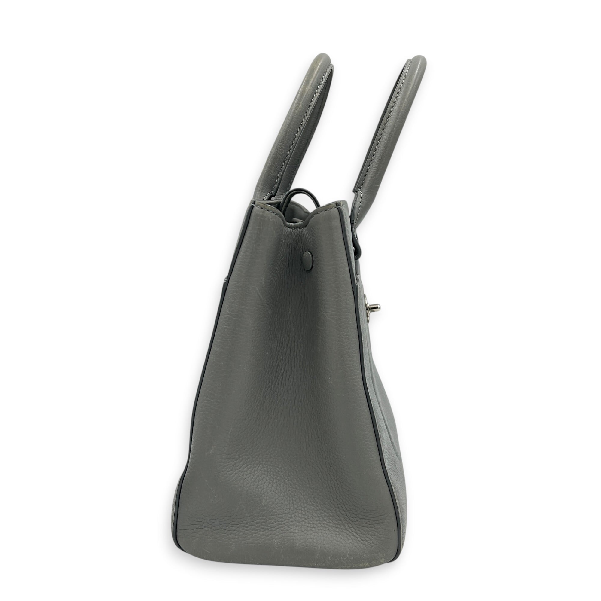Neo Executive Tote Top Handle Bag Grey in Calfskin, Silver hardware