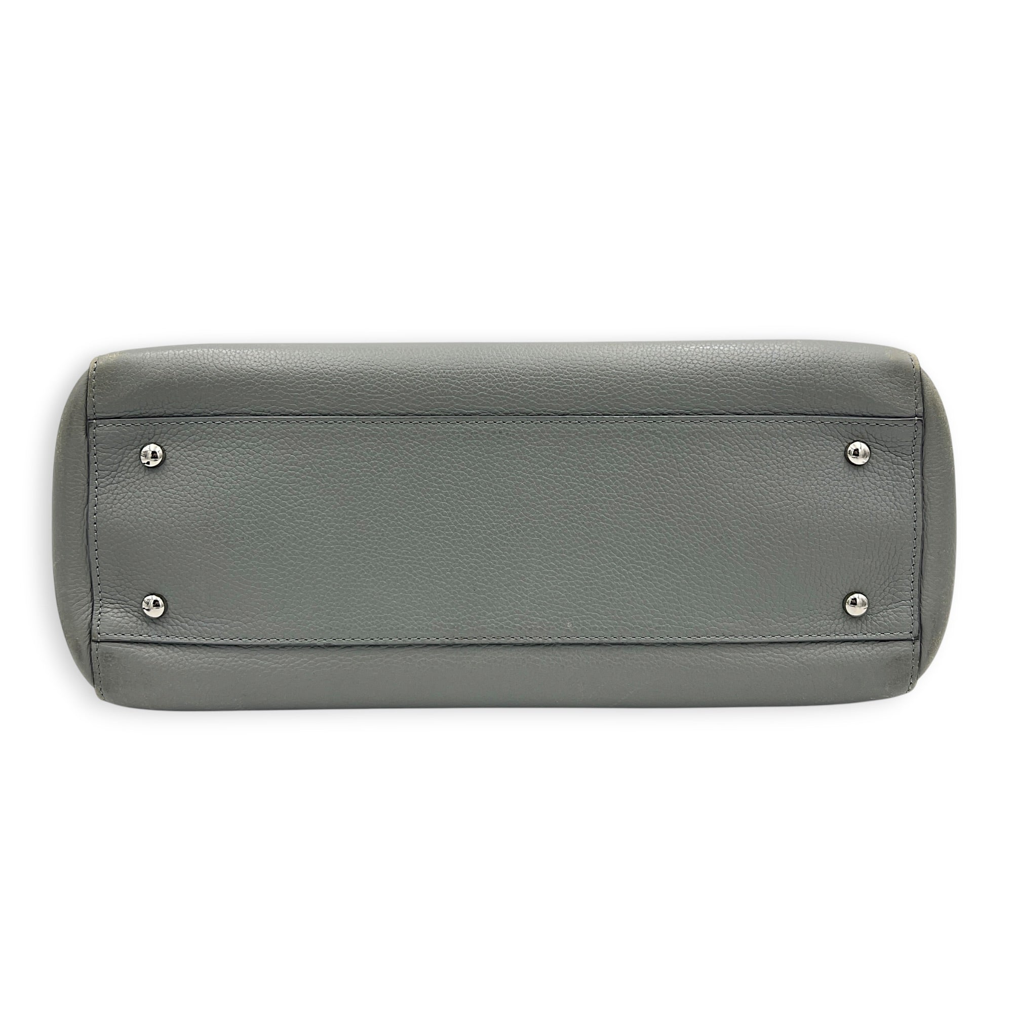 Neo Executive Tote Top Handle Bag Grey in Calfskin, Silver hardware
