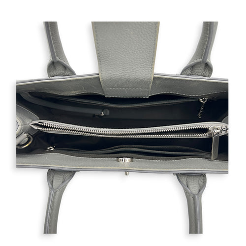 Neo Executive Tote Top Handle Bag Grey in Calfskin, Silver hardware