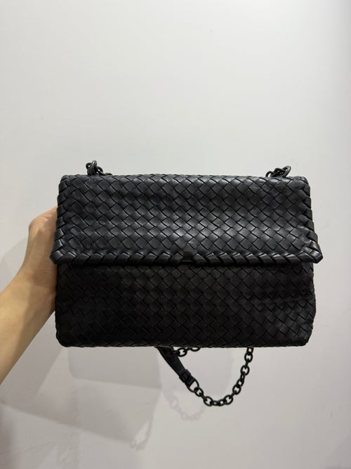 Olimpia Shoulder Bag Black in Calfskin, Ruthenium hardware