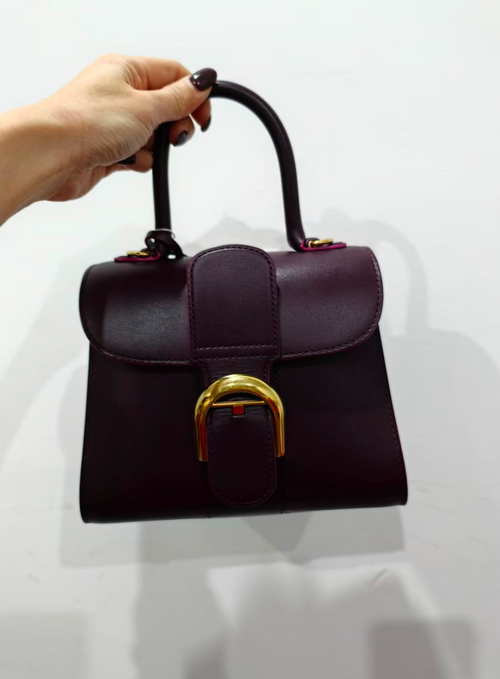 Brillant Top Handle Bag PM Purple in Box Calfskin, Gold hardware