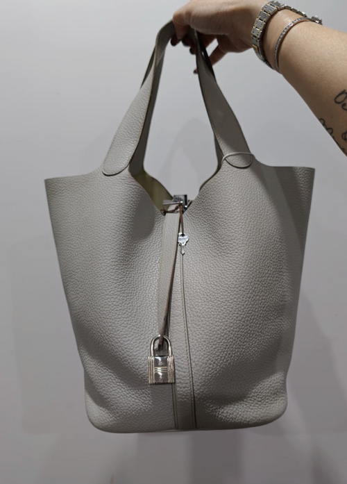 Picotin Gris Perle in Clemence, Palladium hardware