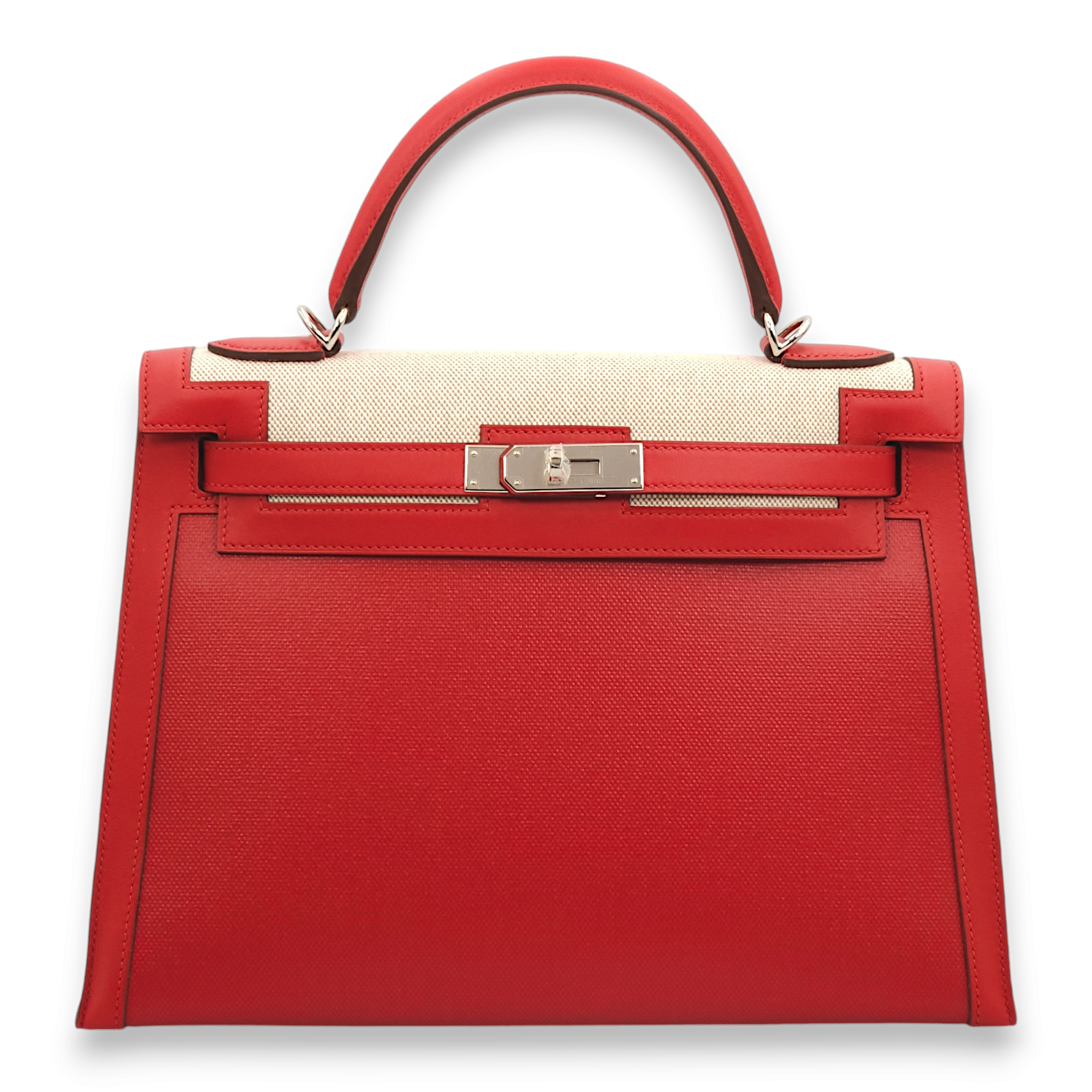 Sellier Kelly 32 Rouge Piment in Swift, Palladium hardware